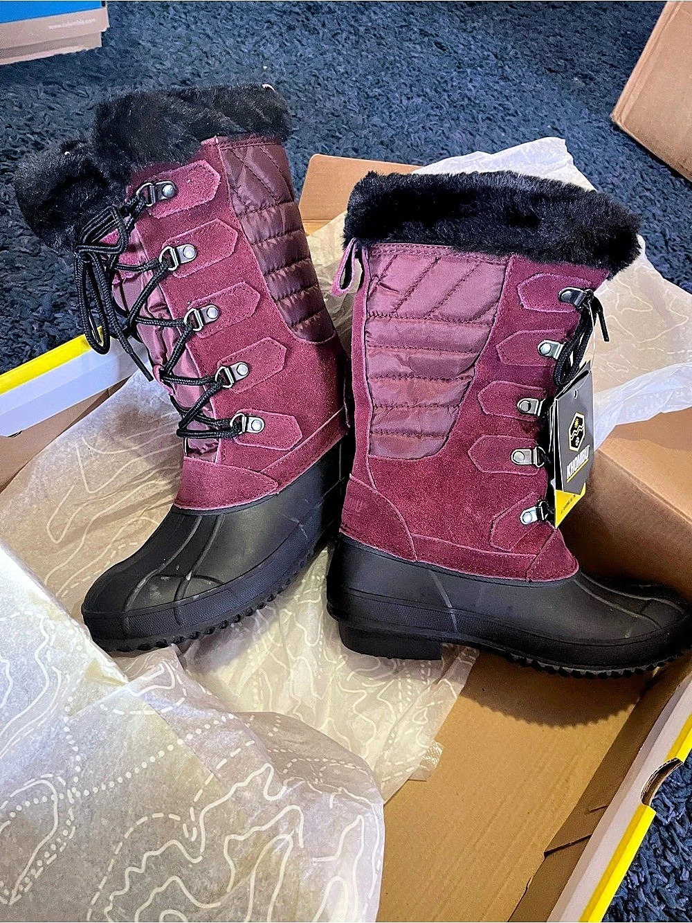 Khombu Colyn Burgundy Winter Boots girls /women 6M NWT